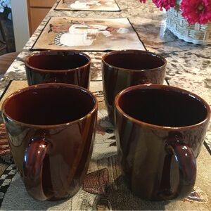 Set of 4 VTG Sango Avanti Brown Coffee Cups Retro Mid-Century Design